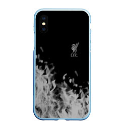 Чехол iPhone XS Max матовый Liverpool Серое пламя, цвет: 3D-голубой