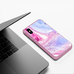 Чехол iPhone XS Max матовый АКВАРЕЛЬНЫЕ РАЗВОДЫ ПАСТЕЛЬНЫЕ, цвет: 3D-розовый — фото 2