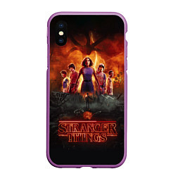 Чехол iPhone XS Max матовый ОЧЕНЬ СТРАННЫЕ ДЕЛА STRANGER THINGS, цвет: 3D-фиолетовый