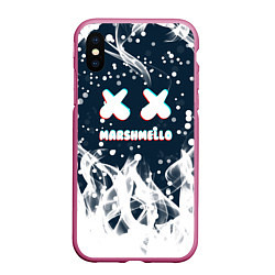 Чехол iPhone XS Max матовый Marshmello белый огонь