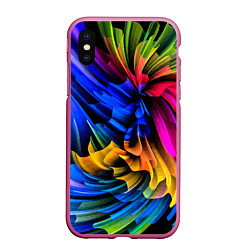 Чехол iPhone XS Max матовый Абстрактная неоновая композиция Abstract neon comp