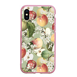 Чехол iPhone XS Max матовый Яблочный Сад, цвет: 3D-розовый