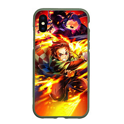 Чехол iPhone XS Max матовый Клинок, рассекающий демонов Demon Slayer, цвет: 3D-темно-зеленый