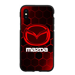 Чехол iPhone XS Max матовый MAZDA Соты, цвет: 3D-черный