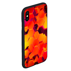 Чехол iPhone XS Max матовый НЕОНОВЫЕ ГРАДИЕНТНЫЕ 3D гексаэдры, цвет: 3D-черный — фото 2