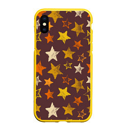 Чехол iPhone XS Max матовый Звездное коричневое небо, цвет: 3D-желтый