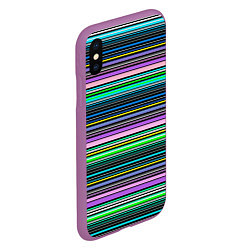 Чехол iPhone XS Max матовый Яркие неоновые тонкие полосы, цвет: 3D-фиолетовый — фото 2