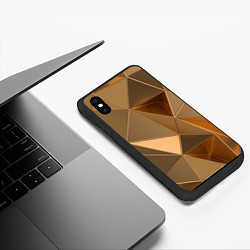 Чехол iPhone XS Max матовый Золотые 3D треугольники, цвет: 3D-черный — фото 2