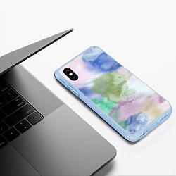 Чехол iPhone XS Max матовый Акварельная текстура, цвет: 3D-голубой — фото 2