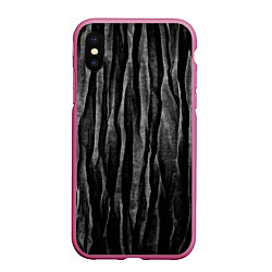 Чехол iPhone XS Max матовый Полосы чорные серые роизвольные random black strip, цвет: 3D-малиновый