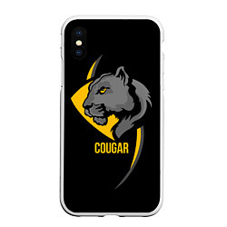 Чехол iPhone XS Max матовый Cougar - пума, цвет: 3D-белый