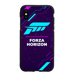 Чехол iPhone XS Max матовый Символ Forza Horizon в неоновых цветах на темном ф, цвет: 3D-черный