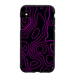 Чехол iPhone XS Max матовый THE ILLUSION OF PURPLE LINES, цвет: 3D-черный