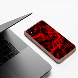 Чехол iPhone XS Max матовый Красный дым Red Smoke Красные облака, цвет: 3D-коричневый — фото 2