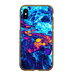 Чехол iPhone XS Max матовый Взрыв Неона Fluid Explosion Неон, цвет: 3D-коричневый