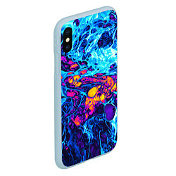 Чехол iPhone XS Max матовый Взрыв Неона Fluid Explosion Неон, цвет: 3D-голубой — фото 2