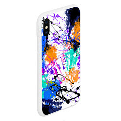 Чехол iPhone XS Max матовый Брызги и мазки разноцветных красок на белом фоне, цвет: 3D-белый — фото 2