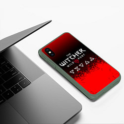 Чехол iPhone XS Max матовый Witcher blood, цвет: 3D-темно-зеленый — фото 2