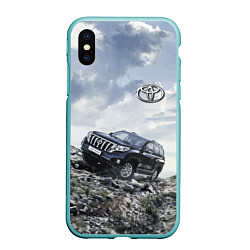 Чехол iPhone XS Max матовый Toyota Land Cruiser Prado на скальных камнях Mount, цвет: 3D-мятный