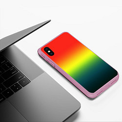 Чехол iPhone XS Max матовый Радужный красно-желто-зеленый градиент, цвет: 3D-розовый — фото 2