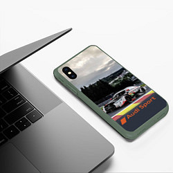 Чехол iPhone XS Max матовый Audi Sport Racing team Ауди Спорт Гоночная команда, цвет: 3D-темно-зеленый — фото 2