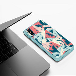 Чехол iPhone XS Max матовый Пальмы Паттерн, цвет: 3D-мятный — фото 2