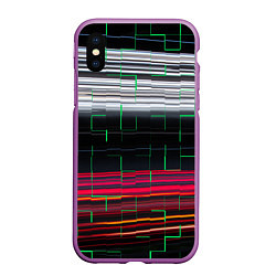 Чехол iPhone XS Max матовый Цветная мозаика colored mosaic lines, цвет: 3D-фиолетовый