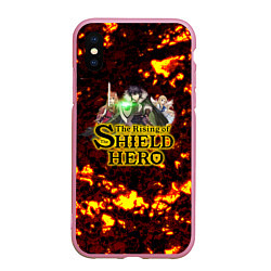 Чехол iPhone XS Max матовый The Rising of the Shield Hero персонажи на фоне че, цвет: 3D-розовый