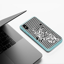 Чехол iPhone XS Max матовый Боевой тигр, цвет: 3D-мятный — фото 2