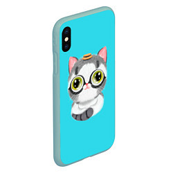 Чехол iPhone XS Max матовый CAT IN A HAT, цвет: 3D-мятный — фото 2