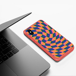 Чехол iPhone XS Max матовый Wavy Squares, цвет: 3D-красный — фото 2