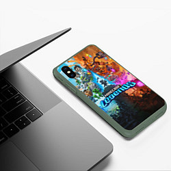 Чехол iPhone XS Max матовый Minecraft Legends Сражение, цвет: 3D-темно-зеленый — фото 2