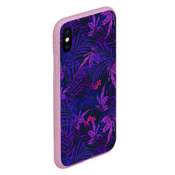 Чехол iPhone XS Max матовый Цветы Красные В Ночных Джунглях, цвет: 3D-розовый — фото 2