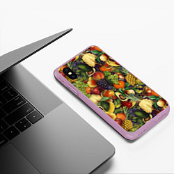 Чехол iPhone XS Max матовый Вкусные Летние Фрукты, цвет: 3D-сиреневый — фото 2