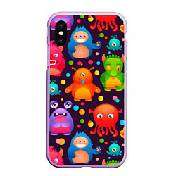 Чехол iPhone XS Max матовый CHARMING MONSTERS, цвет: 3D-сиреневый