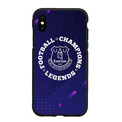 Чехол iPhone XS Max матовый Символ Everton и круглая надпись Football Legends, цвет: 3D-черный