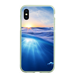 Чехол iPhone XS Max матовый Грань между небом и водой, цвет: 3D-салатовый