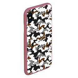 Чехол iPhone XS Max матовый Камуфляж Чёрно-Белый Camouflage Black-White, цвет: 3D-малиновый — фото 2