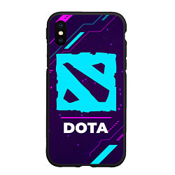 Чехол iPhone XS Max матовый Символ Dota в неоновых цветах на темном фоне, цвет: 3D-черный