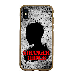 Чехол iPhone XS Max матовый Очень странные дела Stranger things, цвет: 3D-коричневый