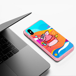 Чехол iPhone XS Max матовый Слоненок идет купаться, цвет: 3D-баблгам — фото 2