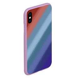 Чехол iPhone XS Max матовый Полосатый коричнево-голубой паттерн, цвет: 3D-сиреневый — фото 2