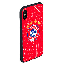 Чехол iPhone XS Max матовый Bayern munchen белые царапины на красном фоне, цвет: 3D-черный — фото 2