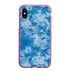 Чехол iPhone XS Max матовый Цветочный летний паттерн, цвет: 3D-фиолетовый