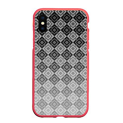 Чехол iPhone XS Max матовый Геометрический узор в серых тонах градиент, цвет: 3D-красный