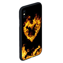 Чехол iPhone XS Max матовый Fire Heart, цвет: 3D-черный — фото 2