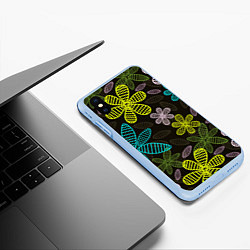 Чехол iPhone XS Max матовый MULTICOLORED TRANSPARENT FLOWERS, цвет: 3D-голубой — фото 2