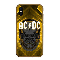 Чехол iPhone XS Max матовый AC DC SKULL ROCK, цвет: 3D-коричневый