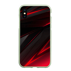 Чехол iPhone XS Max матовый Красно-черный фон, цвет: 3D-салатовый