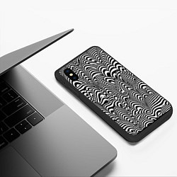 Чехол iPhone XS Max матовый Черно-белая психоделика, цвет: 3D-черный — фото 2